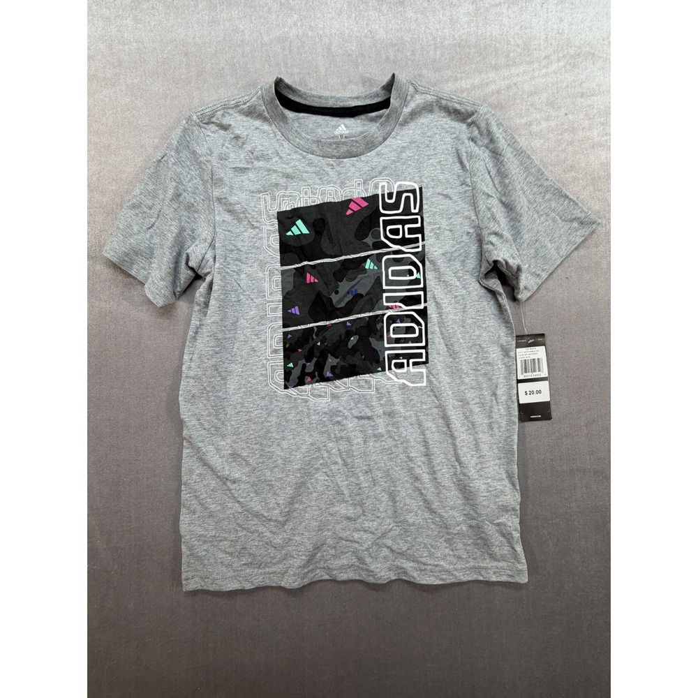 New With Tags Boys Adidas Shirt Gray Black Size Medium 10/12